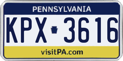 PA license plate KPX3616