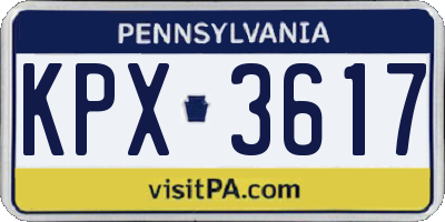 PA license plate KPX3617