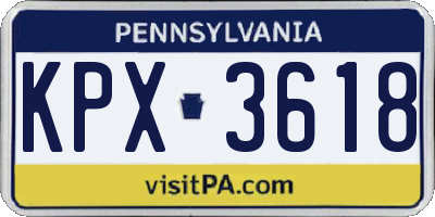 PA license plate KPX3618