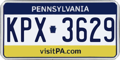PA license plate KPX3629