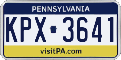 PA license plate KPX3641