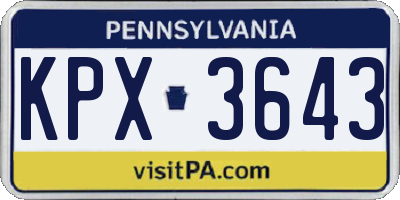 PA license plate KPX3643