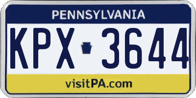 PA license plate KPX3644