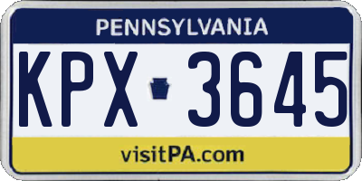 PA license plate KPX3645