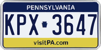 PA license plate KPX3647