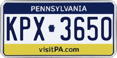 PA license plate KPX3650