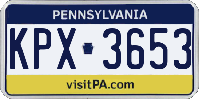 PA license plate KPX3653