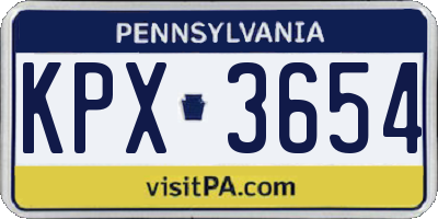PA license plate KPX3654