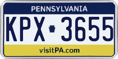 PA license plate KPX3655