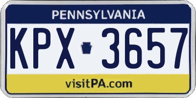 PA license plate KPX3657