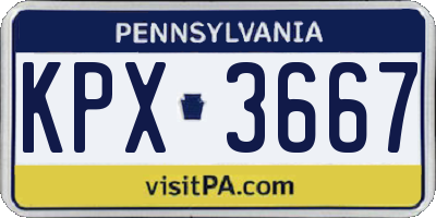 PA license plate KPX3667