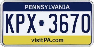 PA license plate KPX3670