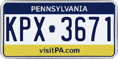 PA license plate KPX3671