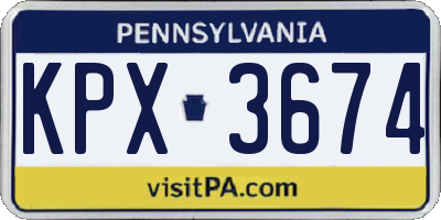 PA license plate KPX3674