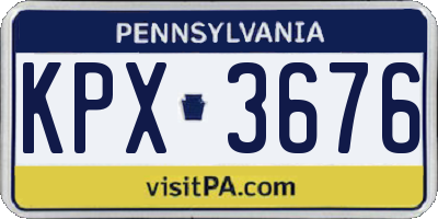 PA license plate KPX3676
