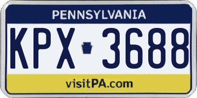 PA license plate KPX3688