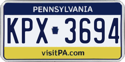 PA license plate KPX3694