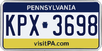 PA license plate KPX3698