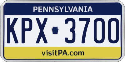 PA license plate KPX3700