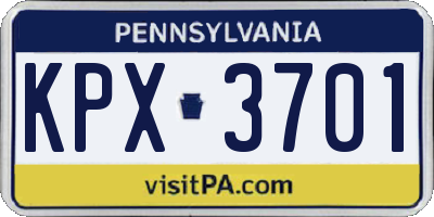 PA license plate KPX3701