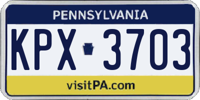 PA license plate KPX3703