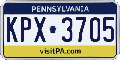 PA license plate KPX3705