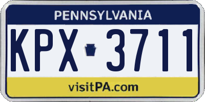 PA license plate KPX3711