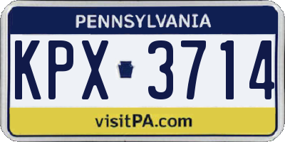 PA license plate KPX3714