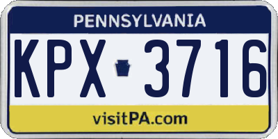 PA license plate KPX3716