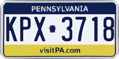 PA license plate KPX3718