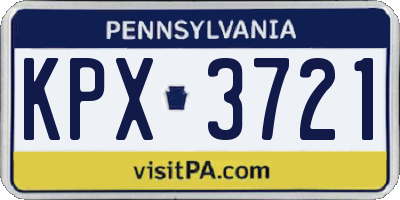 PA license plate KPX3721
