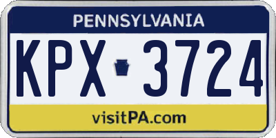 PA license plate KPX3724