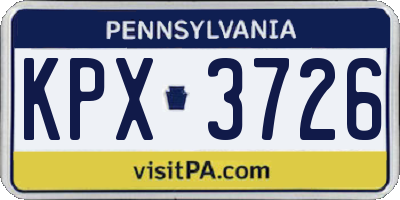 PA license plate KPX3726