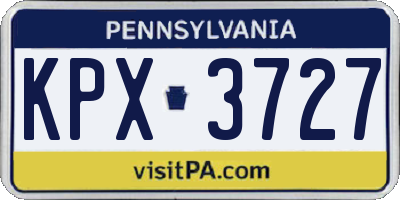 PA license plate KPX3727