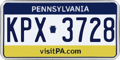 PA license plate KPX3728