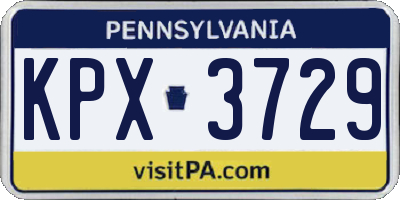 PA license plate KPX3729