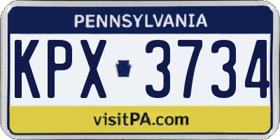 PA license plate KPX3734