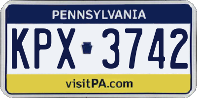 PA license plate KPX3742