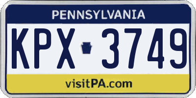 PA license plate KPX3749
