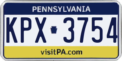 PA license plate KPX3754