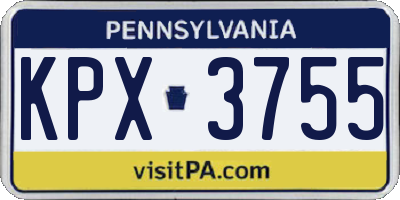 PA license plate KPX3755