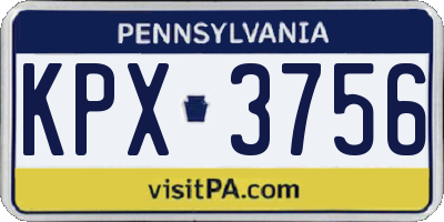 PA license plate KPX3756