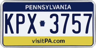 PA license plate KPX3757