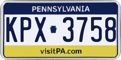PA license plate KPX3758