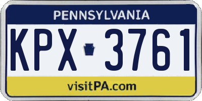 PA license plate KPX3761