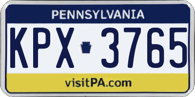 PA license plate KPX3765