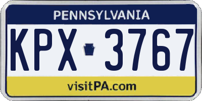 PA license plate KPX3767