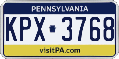 PA license plate KPX3768
