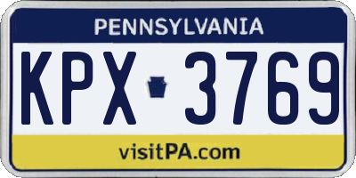 PA license plate KPX3769
