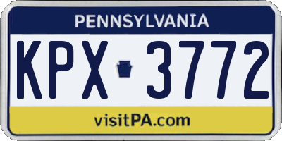 PA license plate KPX3772